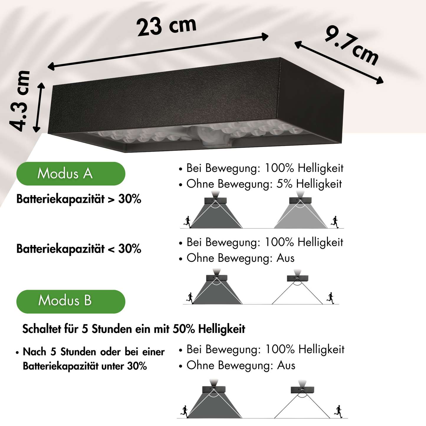 GINUX® Solarlampen für außen mit Bewegungsmelder-(Ziegel 60W Schwarz)