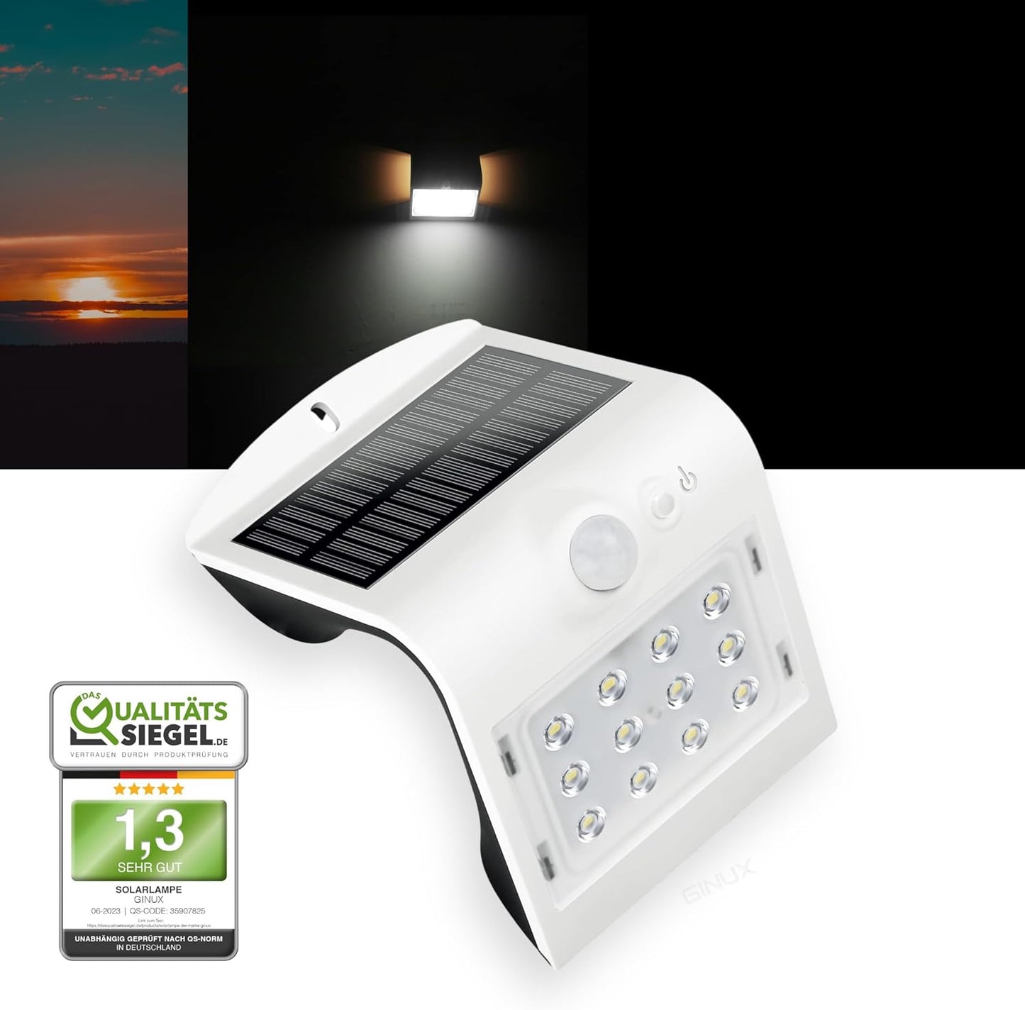 GINUX®  Schmetterling 15W Solarlampen für außen mit Bewegungsmelder (Weiss)