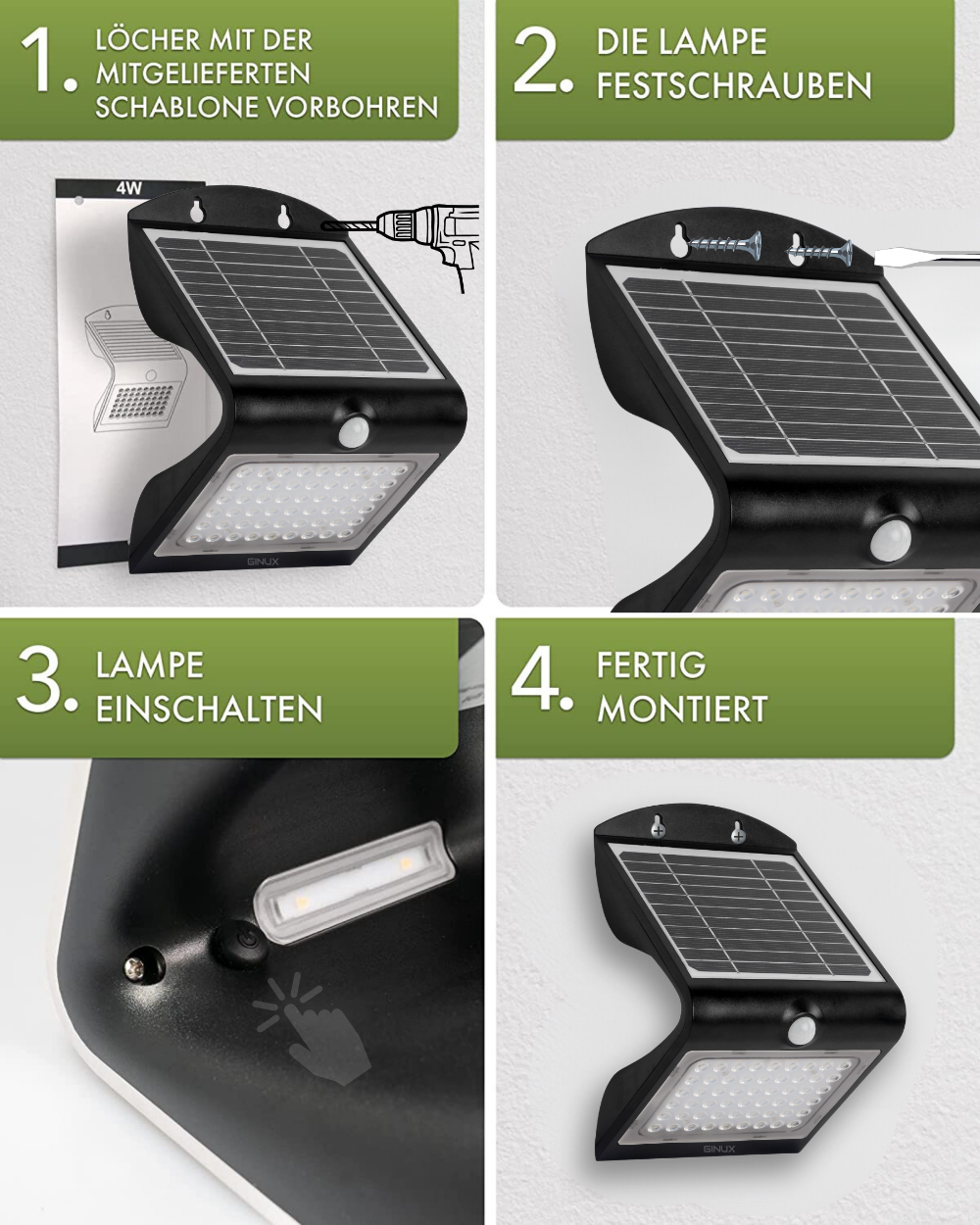 solarlampen mit bewegungsmelder montieren