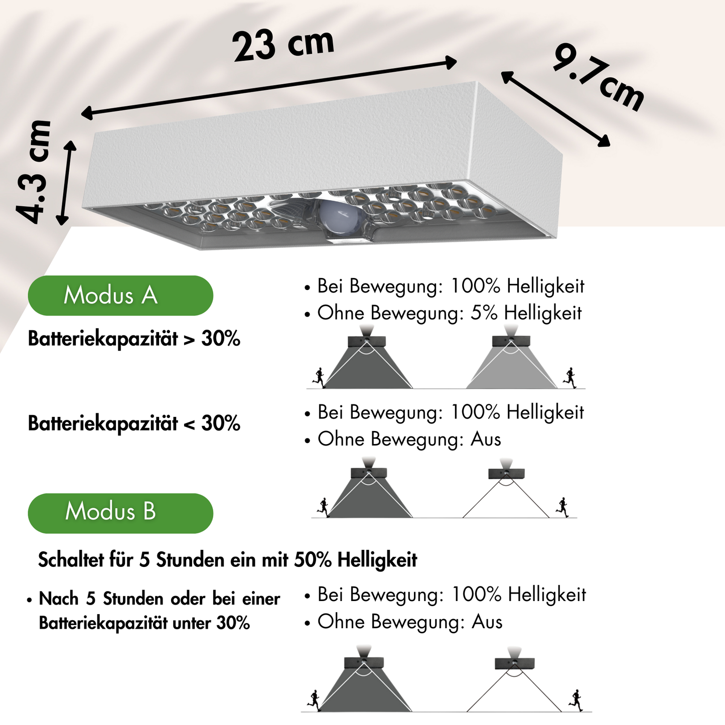 GINUX® Solarlampen für außen mit Bewegungsmelder-(Ziegel 60W Weiss)